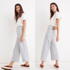 Emmett Wide-Leg Crop Pants in Stripe: Button-Front Edition